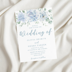 Stunning Blue Floral Script Wedding Invitation