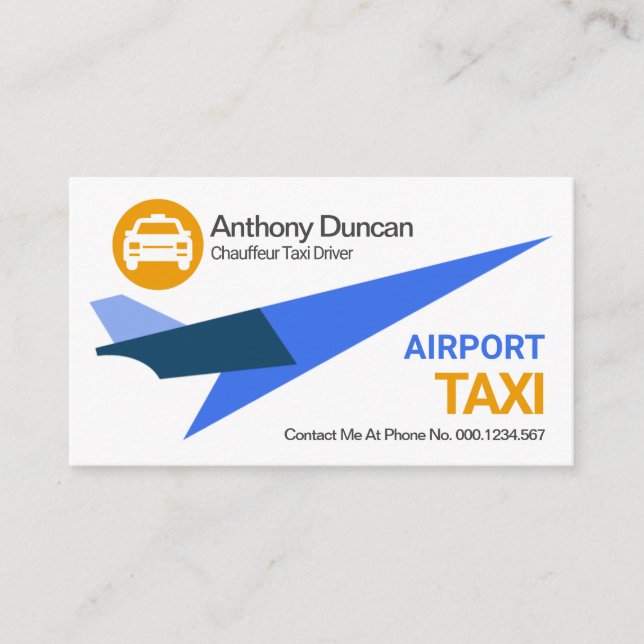 Stunning Blue Jet Plane Liftoff Airport Taxi Ride Business Card (Front)