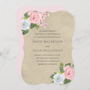 Stunning Blush Pink Floral Elegant Wedding Invite