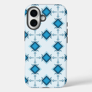 Stunning bohemian floral pattern in soft blue sky iPhone 16 case