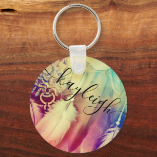 Stunning Boho Bohemian Style Dreamcatcher Feathers Key Ring