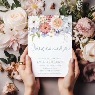 Stunning Botanical Floral Arch Quinceanera Party Invitation