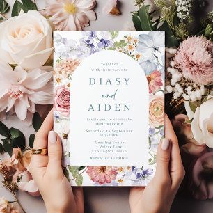 Stunning Botanical Floral Arch Wedding Invitation