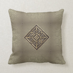 Stunning Brass Celtic Knot Heart Tiles Cushion