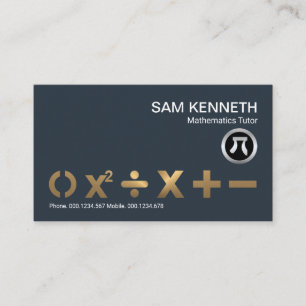 Stunning Bronze Math Symbols Mathematics Tutor Business Card