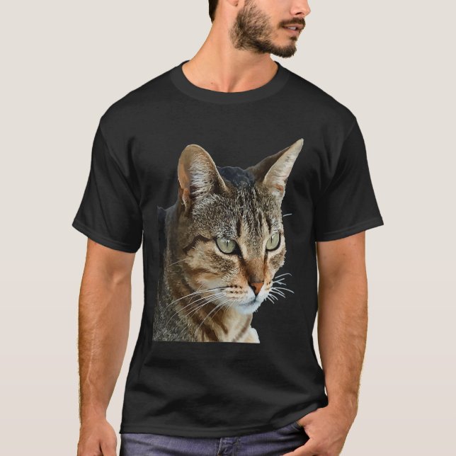 Stunning Brown Tabby Cat Pet Portrait T-Shirt (Front)