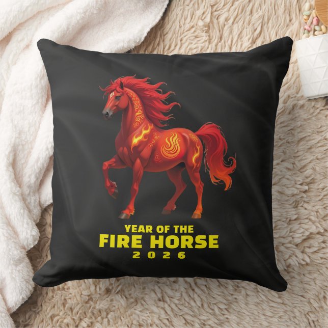 Stunning Chinese Year of the Fire Horse 2026 Cushion (Blanket)