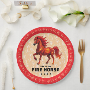 Stunning Chinese Year of the Fire Horse 2026 Paper Plate