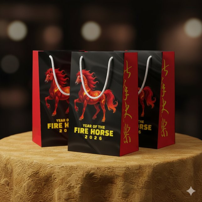Stunning Chinese Year of the Fire Horse 2026 Small Gift Bag (Year of the Horse 2026 Small Gift Bags Cover Photo)