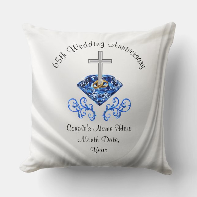 Stunning Christian 65th Wedding Anniversary Gifts Cushion (Front)