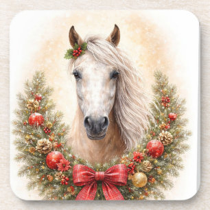 Stunning Christmas Horse Wreath Coaster