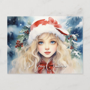 Stunning Christmas Ice Princess  Holiday Postcard