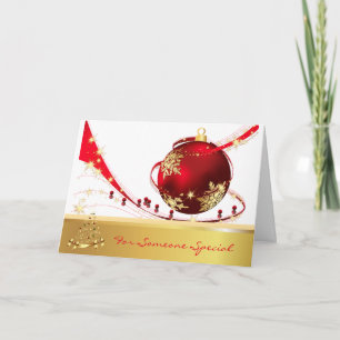 Stunning Christmas Ornament Gold Red Special Holiday Card