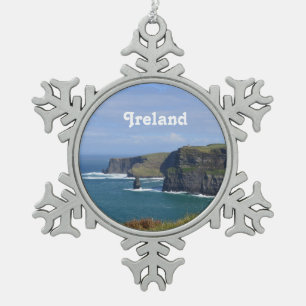 Stunning Cliffs of Moher Snowflake Pewter Christmas Ornament