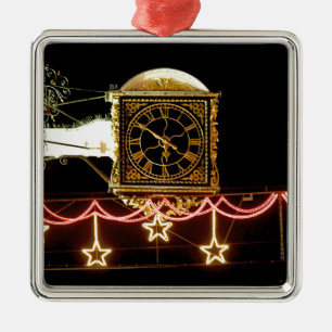 Stunning Clock at Xmas Metal Ornament