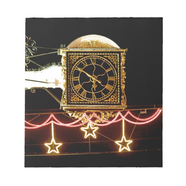 Stunning Clock at Xmas Notepad (Front)