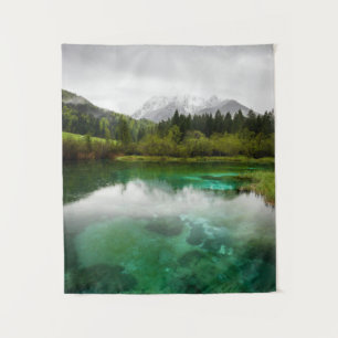 Stunning cloudy day at Zelenci springs, Slovenia Tapestry
