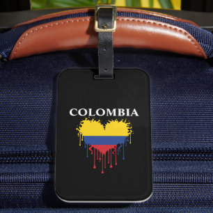 Stunning Colombia Dripping Heart Flag  Luggage Tag