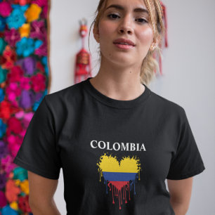 Stunning Colombia Dripping Heart Flag  T-Shirt
