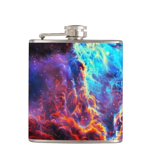 Stunning Colour Composite Star Nebula Hip Flask (Front)