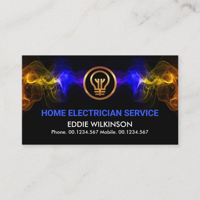 Stunning Colourful Electrical Lightning Electricia Business Card (Front)