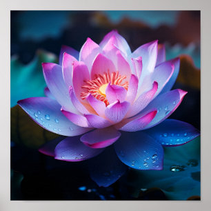 Stunning colourful Lotus flower print