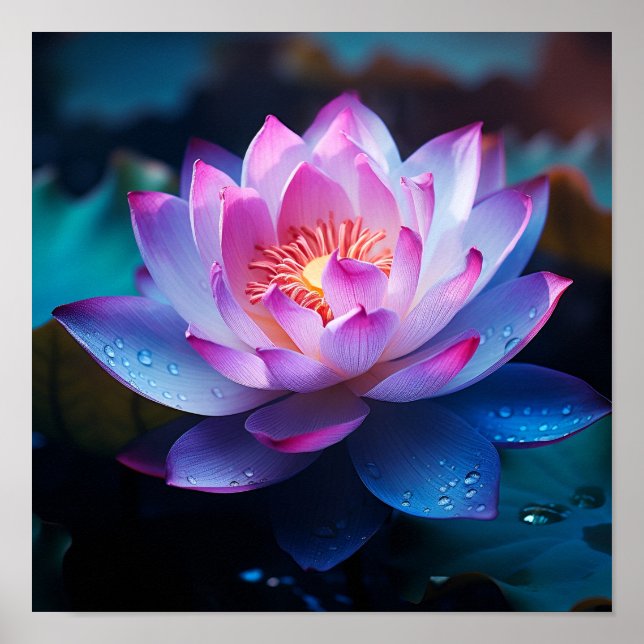 Stunning colourful Lotus flower print (Front)