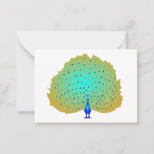 stunning colourful peacock hearts Flat Note Card