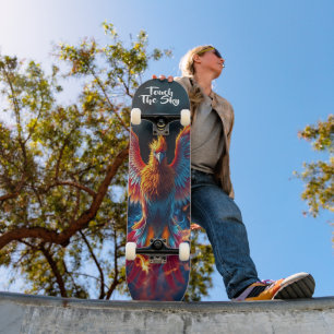Stunning Colourful Phoenix Arising from the Flames Skateboard
