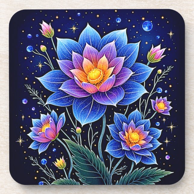 Stunning Cosmic Floral Dreams Design Coaster (Front)
