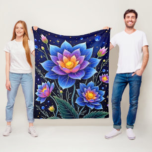 Stunning Cosmic Floral Dreams Design Fleece Blanket