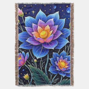 Stunning Cosmic Floral Dreams Design Throw Blanket