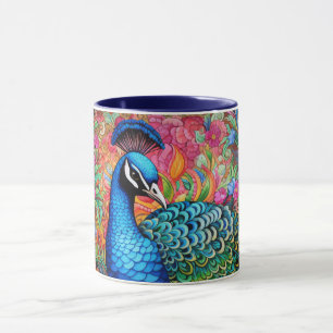 Stunning Custom Monogram Peacock Mug