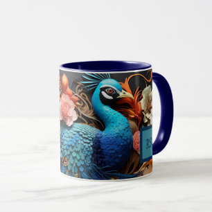 Stunning Custom Monogram Peacock Mug