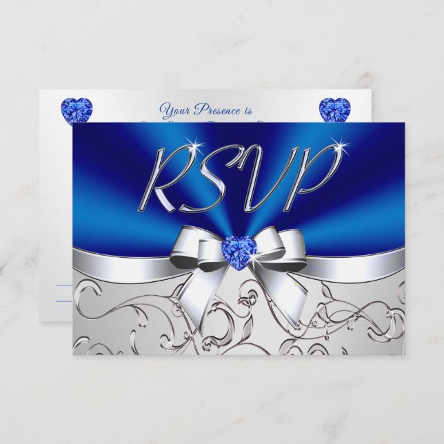 Stunning Custom Sapphire Wedding Menu Choice Cards (Front/Back)