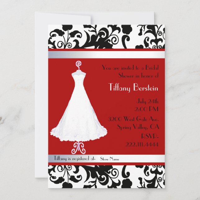 Stunning Damask Bridal Shower Invitation (Front)
