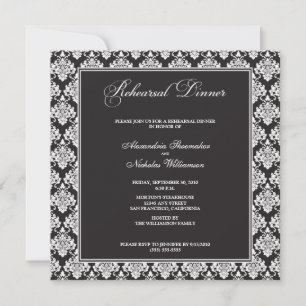 Stunning Damask Rehearsal Dinner Invite (black)