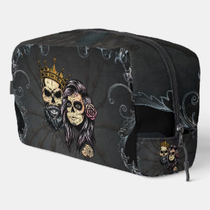 Stunning dark gothic wedding design with skulls dopp kit