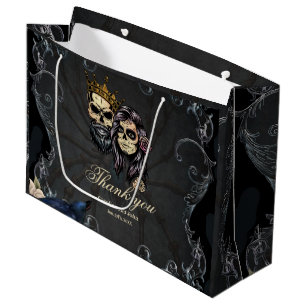 Stunning dark gothic wedding design with skulls large gift bag