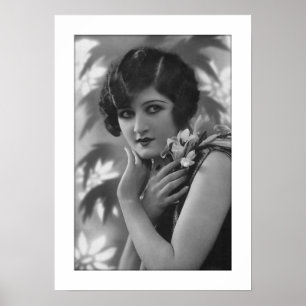 stunning deco woman with flowers poster