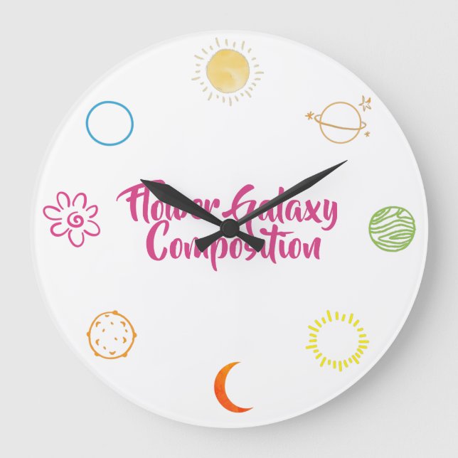 Stunning Design of Flower Galaxy Combination  Large Clock (Front)