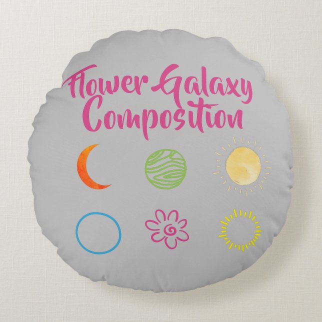 Stunning Design of Flower Galaxy Combination  Round Cushion (Front)