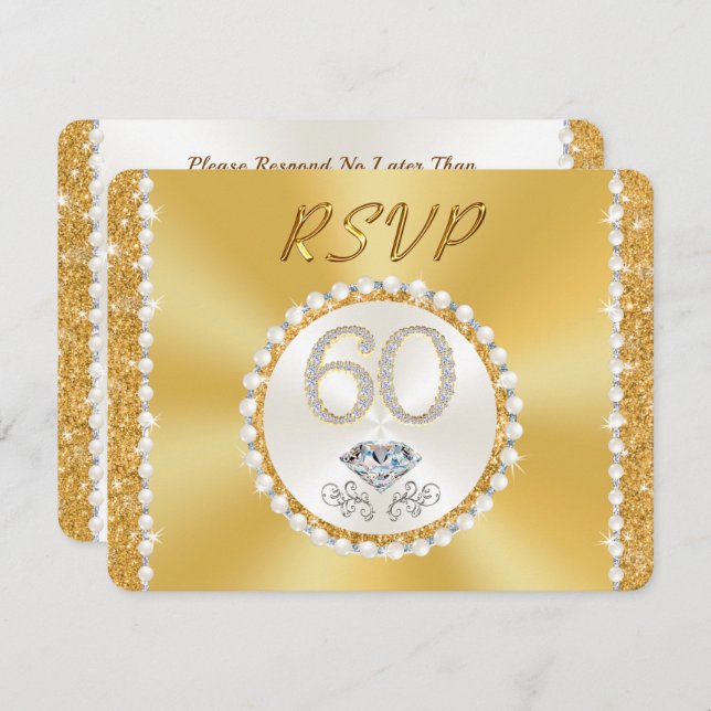 Stunning Diamond, 60th Wedding Anniversary, RSVP Invitation (Front/Back)