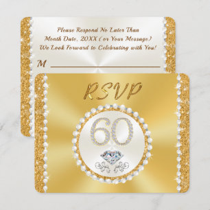Stunning Diamond, 60th Wedding Anniversary, RSVP Invitation