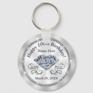 Stunning Diamond Cheap 100th Birthday Party Favour Key Ring