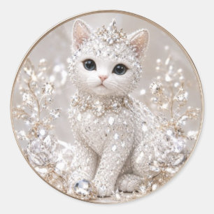 Stunning Diamond Princess Cat High-End Luxury An Classic Round Sticker