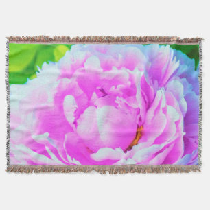 Stunning Double Pink Peony Flower Detail Throw Blanket