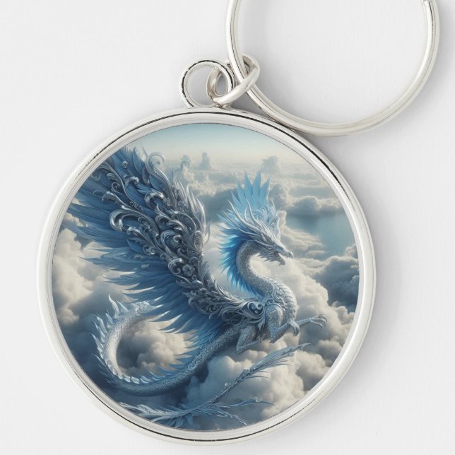 Stunning Dragon Surrounded by Clouds  Key Ring (Front)
