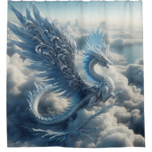 Stunning Dragon Surrounded by Clouds Shower Curtain