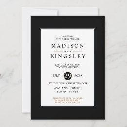 Stunning Edgy Black Gothic Minimalist Elegant Invitation